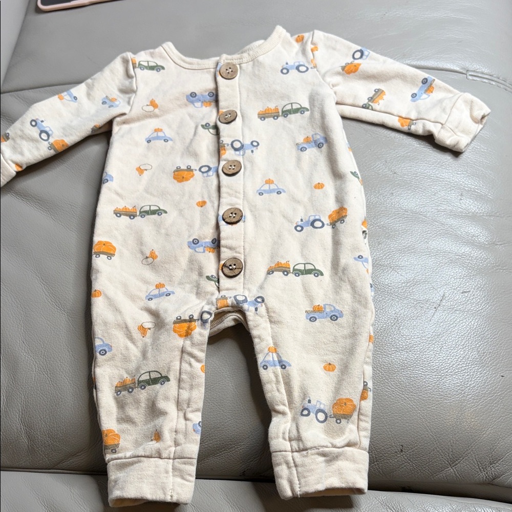 Rabbit + Bear organic cotton sweatshirt material Cream baby One Piece 6-9m
